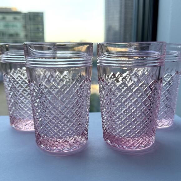 Mosser Addison 8oz Glass Juice Water Tumbler Rose Pink Set Of 4 - 4 1/2" - Picture 2 of 8